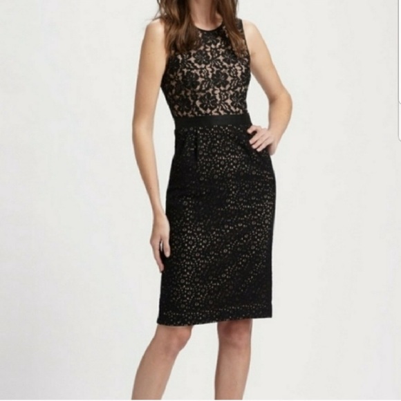 BCBGMAXAZRIA Alice Black Tan Lace Cocktail Dress - Picture 4 of 12